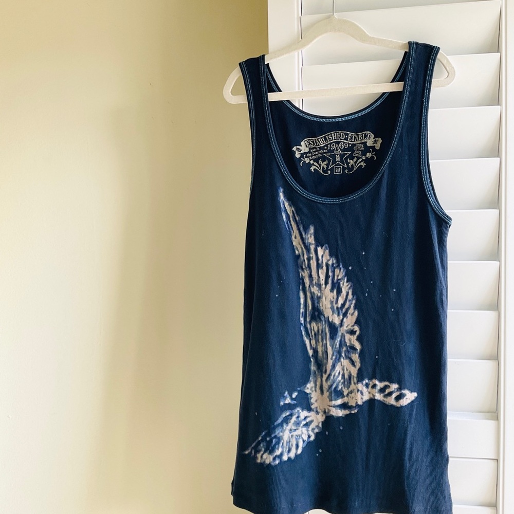 GAP Navy Tank with Bleached Angel Wing Motif